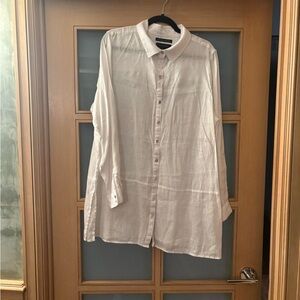 Tahari Linen Cream Button-Down Shirt